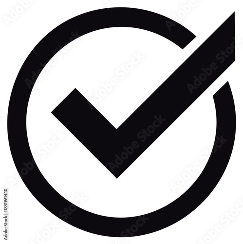 Checkmark graphic inside circle for approval verification, symbolizing confirmation and positive affirmation