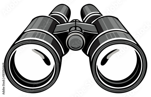 Binoculars Icon Illustration Detailed Black and Grey Binoculars for Observation and Exploration