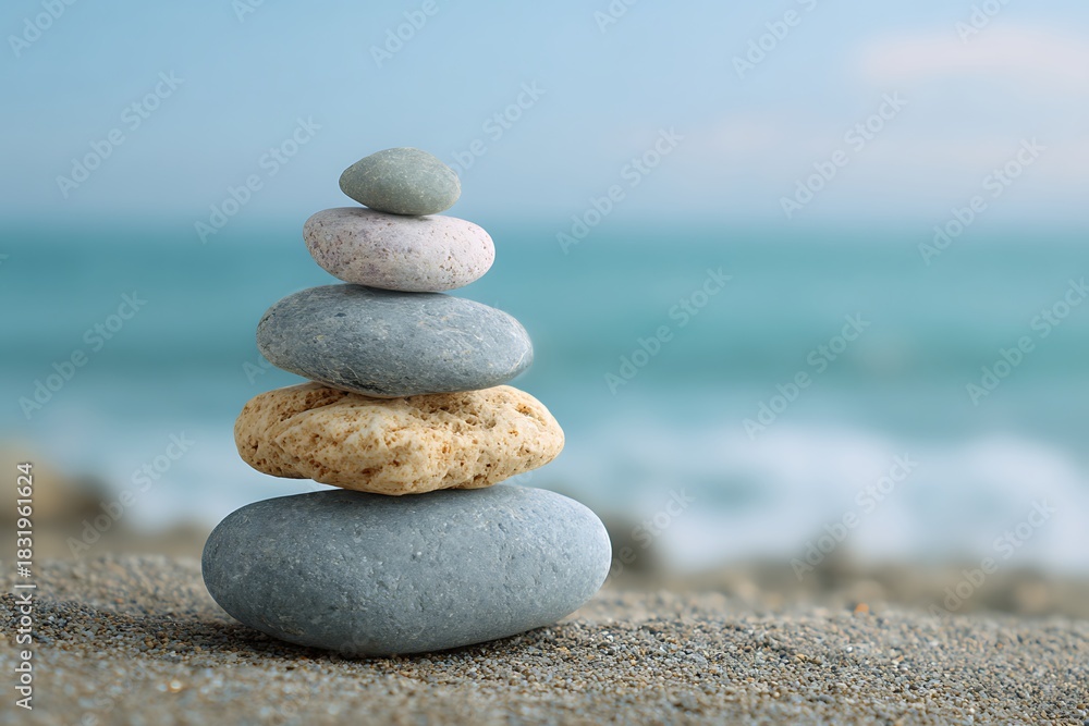 Fototapeta premium Tranquil seaside scene with a beautiful stone formation by the ocean