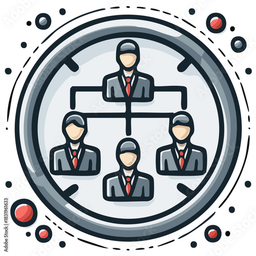 Organizational chart icon illustrating corporate hierarchy with a manager and employee team