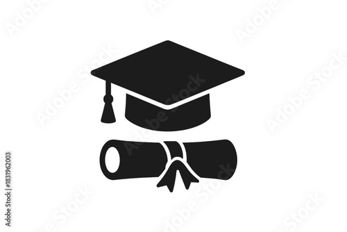 Graduation cap and diploma symbolize academic achievement and celebration of student success in education