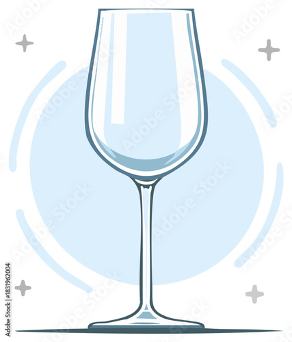Clean Empty Wineglass Illustration Sparkling with Cleanliness and Refreshment