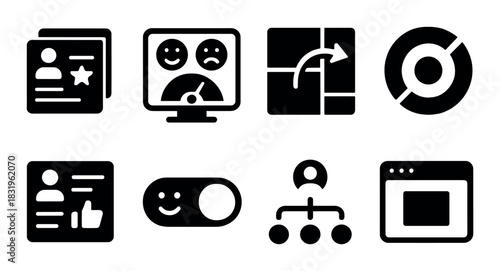Set of silhouette icons for user interface design and feedback management