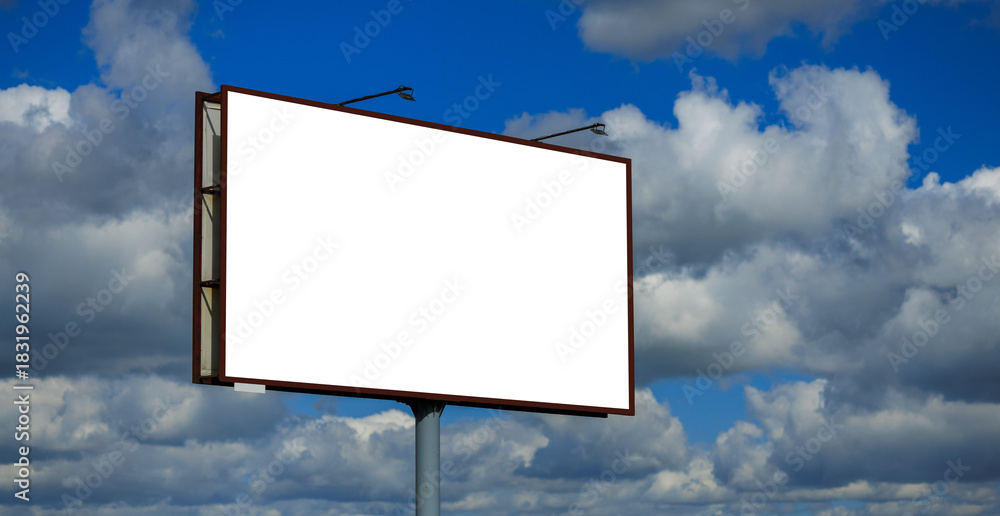 Fototapeta premium Background for design, white billboards on city streets and along roads in the summer day
