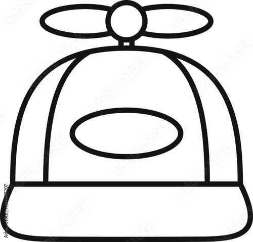 Propeller hat line art drawing, evoking childhood, fun, a toy, and creativity