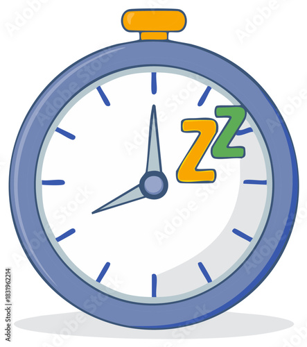 Stylized clock face with sleep symbol indicating rest time or break