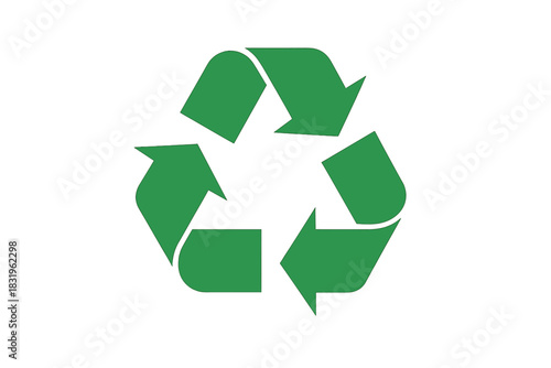 Green recycling symbol representing sustainability and environmental responsibility in modern design