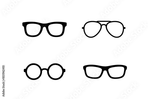 Different styles of eyeglasses arranged in a grid showing modern design and various shapes for fashion and function