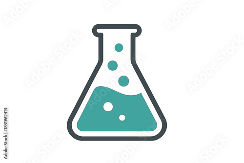 Laboratory flask with blue liquid and bubbles illustrating science and experimentation