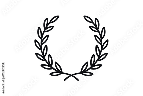 Symbol of victory and achievement displayed in a minimalist style with olive branches depicted in a circular shape