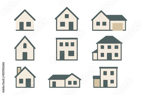 Variety of house designs displayed in a grid format showcasing different styles and structures