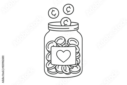 Money jar with coins falling into it, representing savings and financial goals