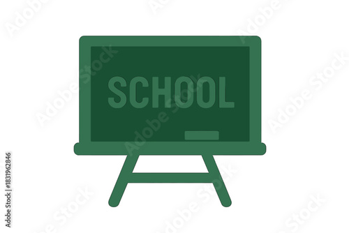 Green chalkboard with the word school written on it, symbolizing education and learning in a classroom setting