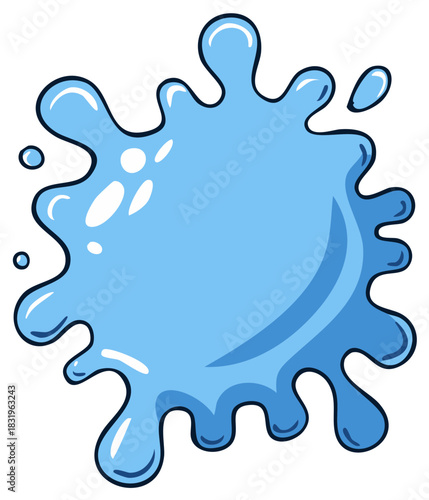 Vibrant blue water splash with fluid curves and glistening highlights perfect for design