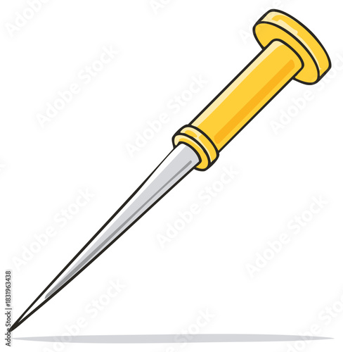 Yellow Push Pin Illustration Depicting Organization and Reminder Tools for Visual Communication Projects