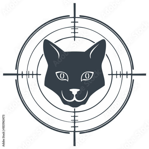 Cat Face in Crosshair Target Symbol Pet Animal Aiming Concept Vector