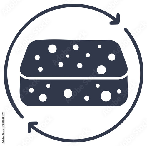 Vector Image of Sponge Inside Circular Arrow for Cleaning and Scrubbing