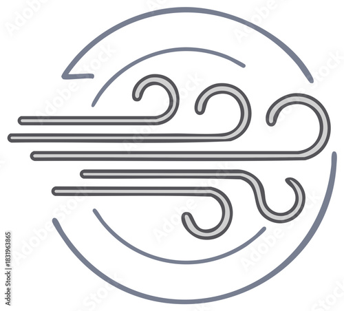 Stylized Wind Icon Showing Air Flow and Breeze Movement in Simple Design