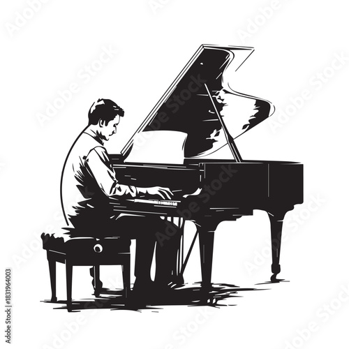 grand piano and music