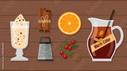 A delightful Christmas winter vector set icon collection, perfect for holiday drink recipes and cozy beverage illustrations