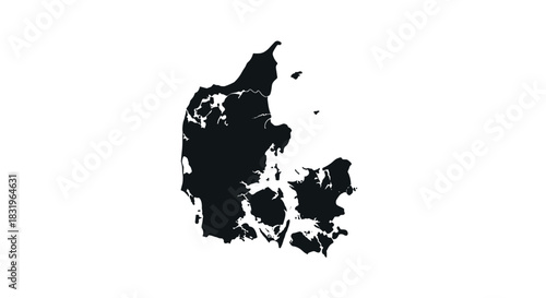 Denmark silhouette map in minimalist black and white design