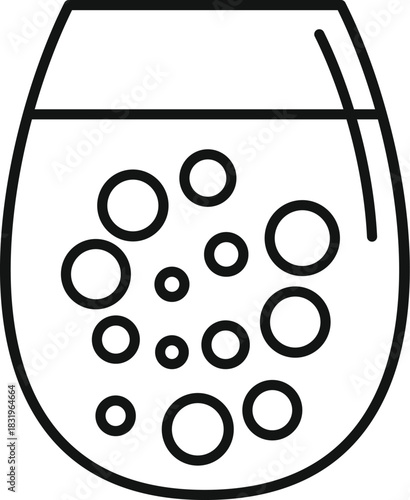 Sparkling beverage in a glass, an outline icon representing refreshment and liquid