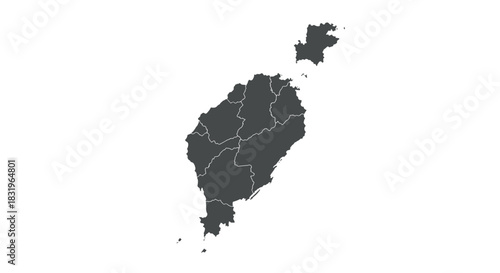 Map of saint vincent and the grenadines regions in simple grey silhouette style