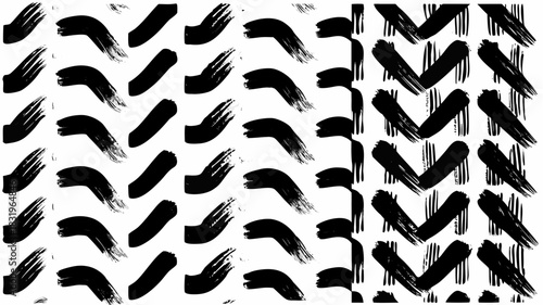 Bold black brushstrokes create a modern, artistic pattern, perfect for adding a creative touch to any design project or background with its graphic style