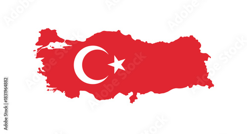 Turkey map silhouette with national flag colors