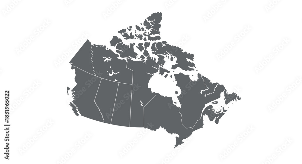 Obraz premium Simple canada map silhouette with provinces and territories