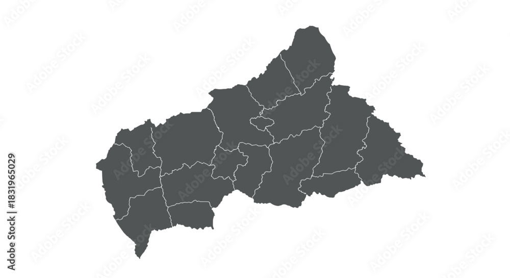 Fototapeta premium Central african republic map outline with provincial borders