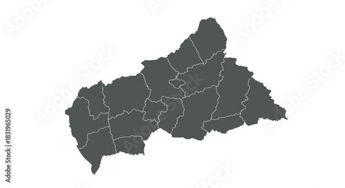 Central african republic map outline with provincial borders
