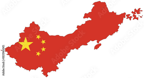 China map with flag design in red and yellow