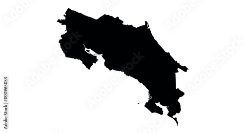Costa rica country map silhouette in black on white background