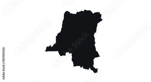 Democratic republic of the congo black silhouette on white background