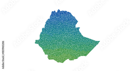 Geometric gradient map of ethiopia with dotted texture design