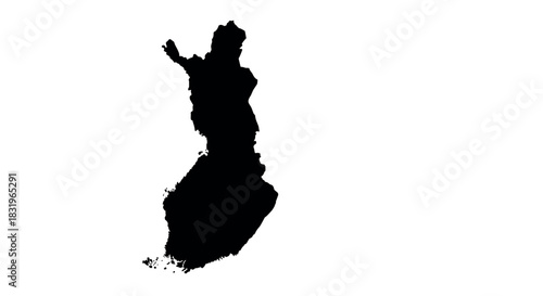 Minimalist black silhouette map of finland on white background