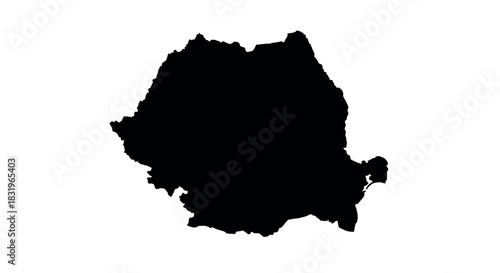 Romania map silhouette on white background for geographical design