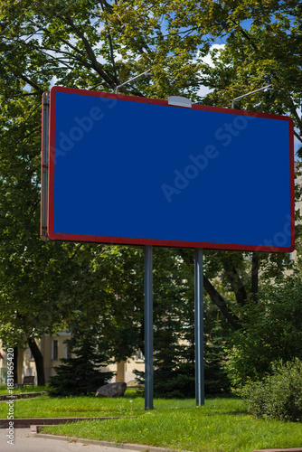 Background for design, billboards on city streets and along roads in the summer day
