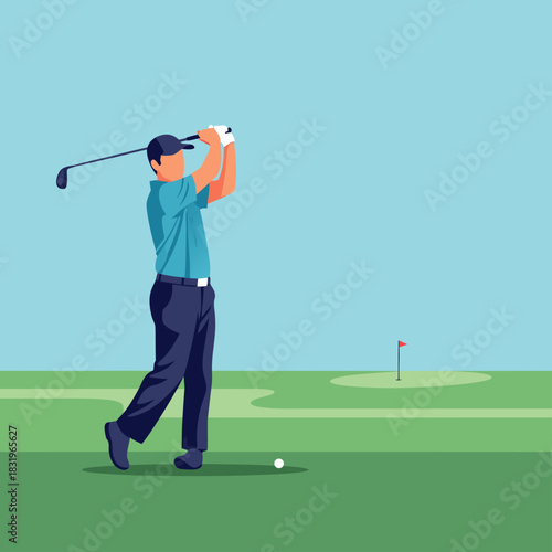 Golf Swing Flat Illustration