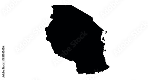 Tanzania silhouette map on white background