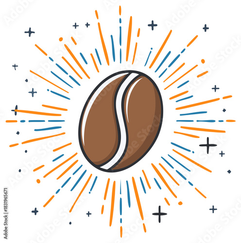 Vibrant Coffee Bean Bursting with Energy and Flavor