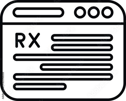Browser window displaying an online medical prescription with rx symbol