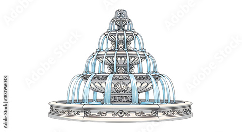 Elegant tiered fountain with cascading water in a classic design