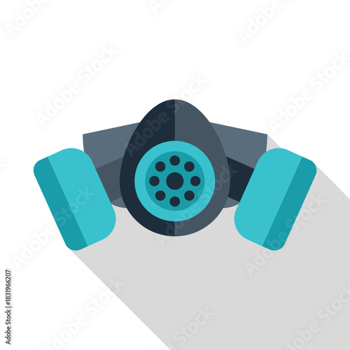 Respirator mask with filter cartridges for chemical and hazard protection icon