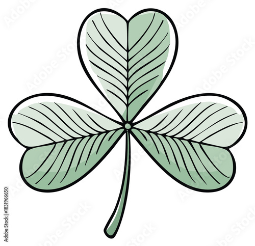 Hand-drawn three-leaf clover graphic for St Patrick's Day and good luck