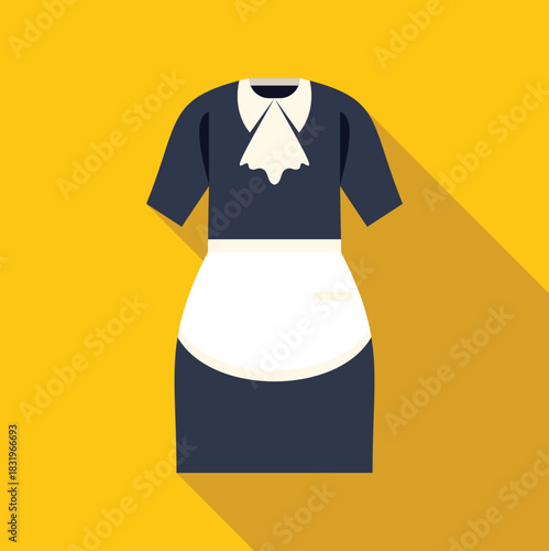 Maid uniform with apron and collar, representing hotel or domestic cleaning service