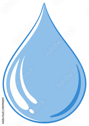 Blue Water Droplet Illustration Graphic with Liquid Reflection Symbolism for Cleanliness Concepts