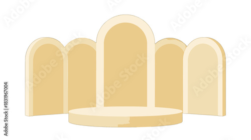 Minimalist Beige Arches with Circular Pedestal