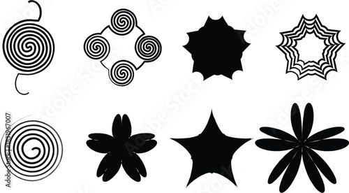 set of black and white icons for design